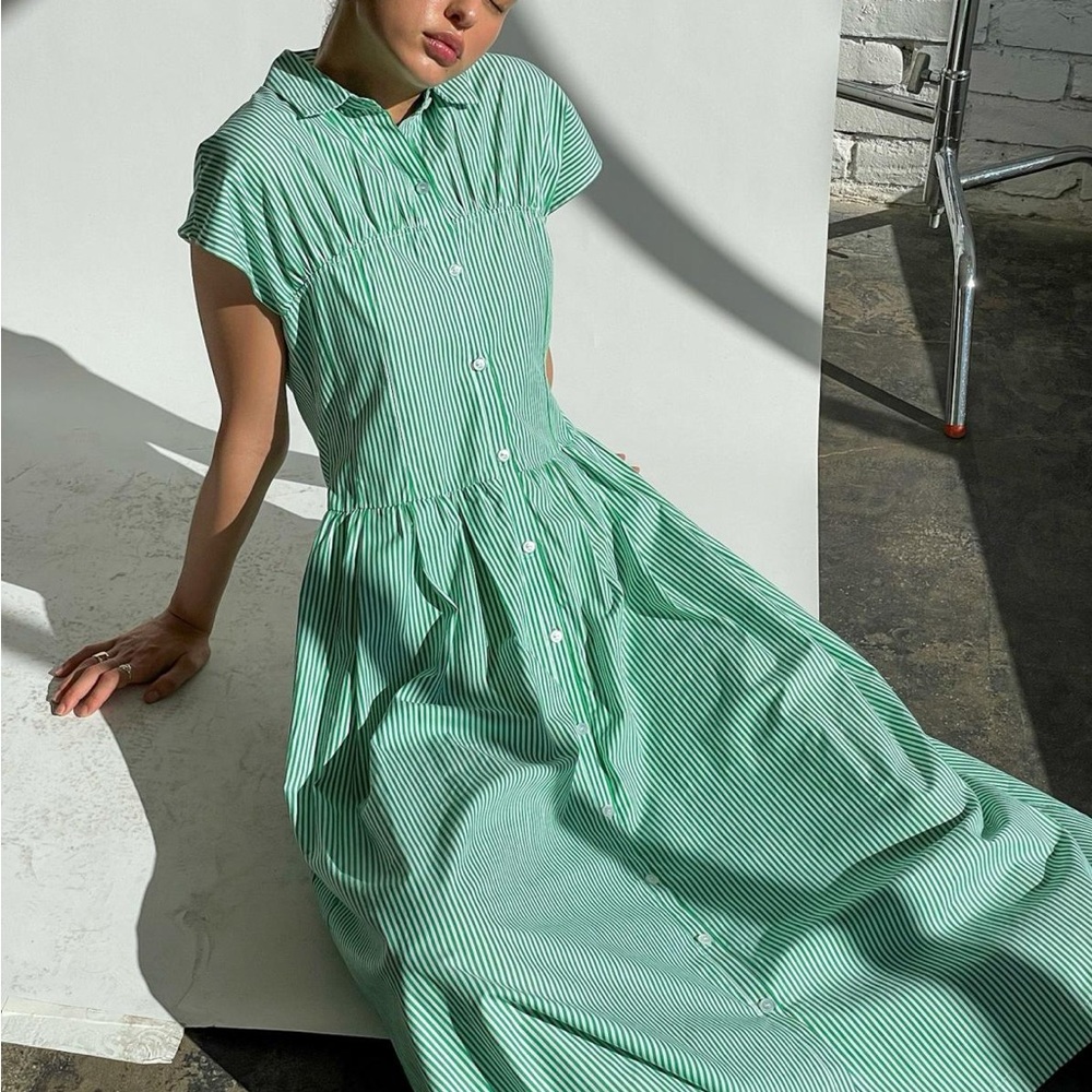 Joan Shirt Dress Kelly Stripe - Lisa Says Gah